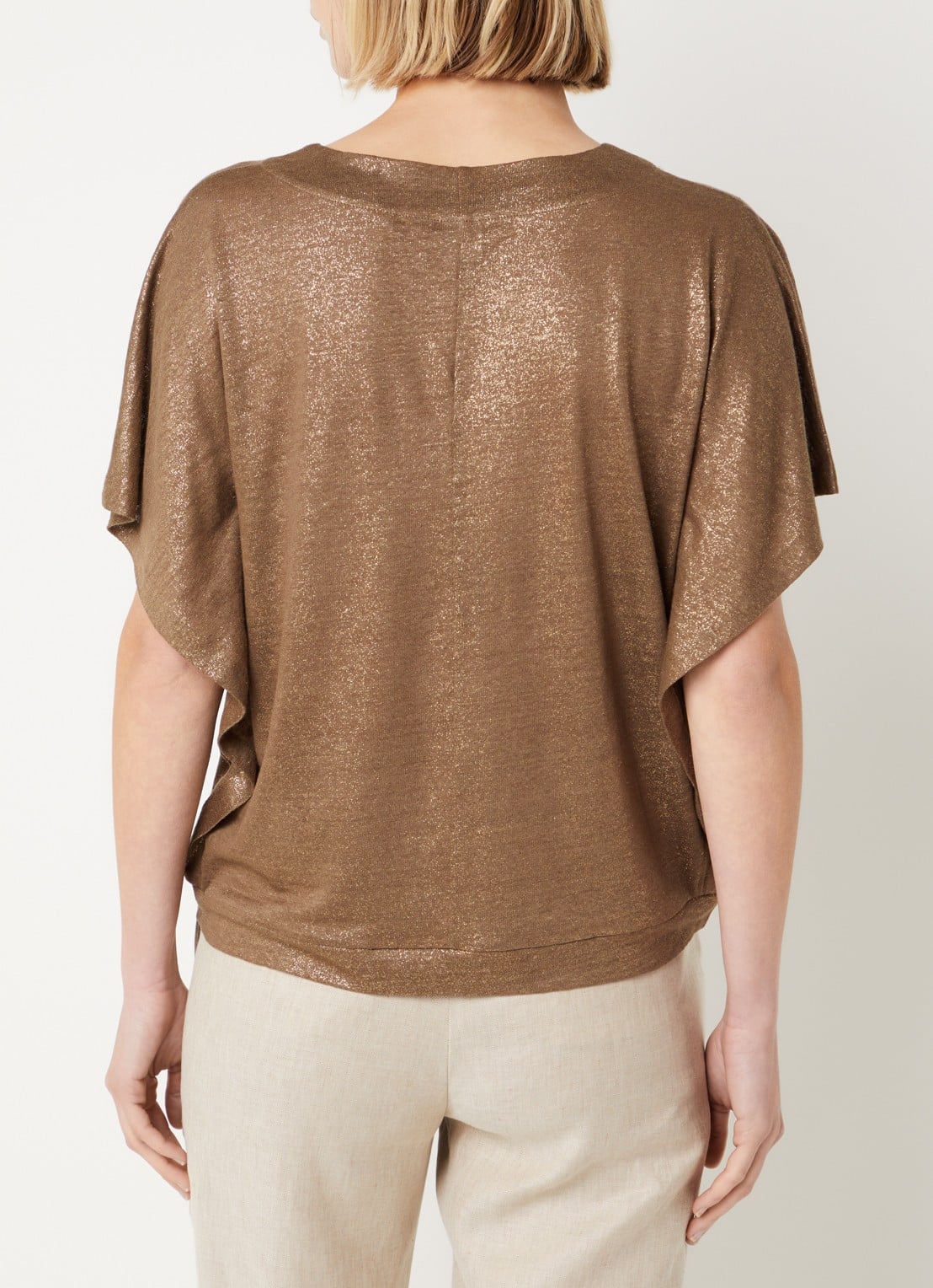 BRAX Cassie T-shirt met lurex - achterkant 4 lichtbruin