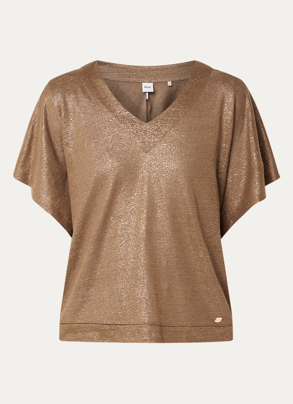 BRAX Cassie T-shirt met lurex - voorkant lichtbruin