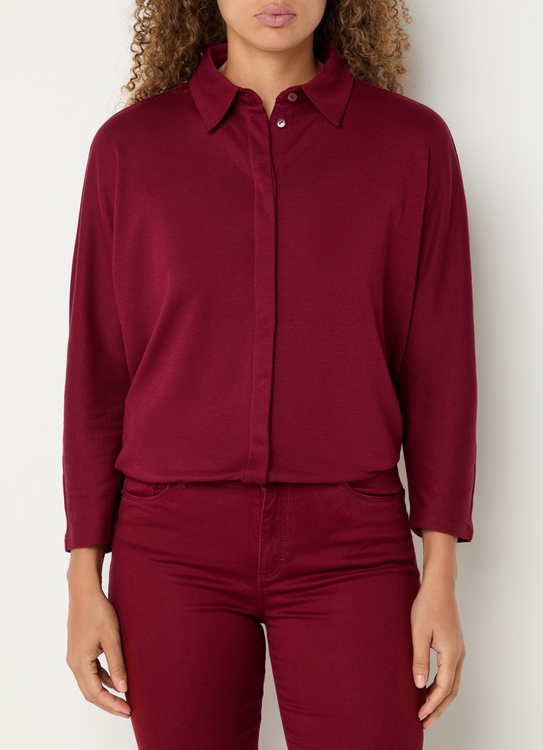 BRAX Celia blouse met stretch - detail 4 donkerrood