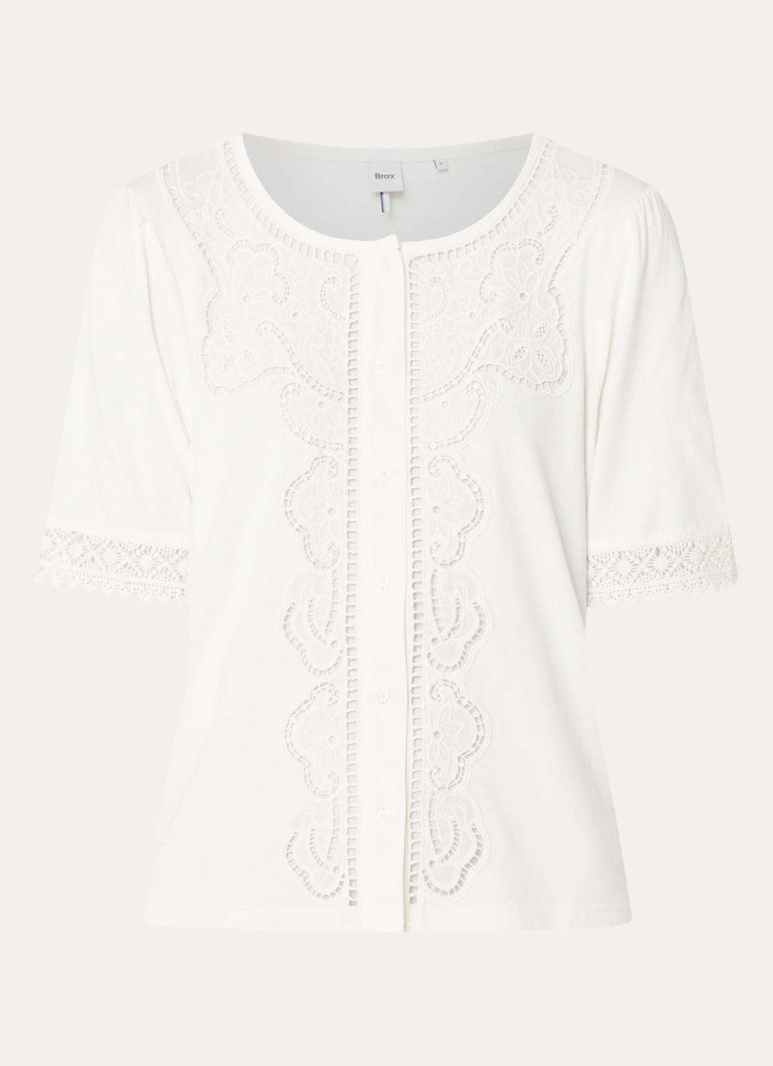 BRAX Celina tuniek met broderie - voorkant 3 wit