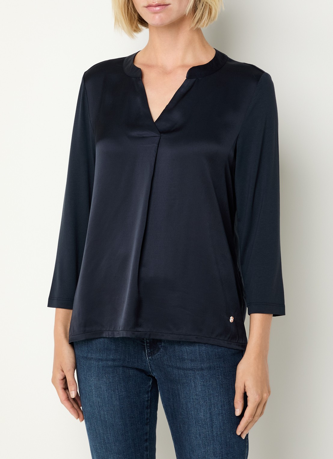 BRAX Clarisa tuniek met plooidetail  - detail donkerblauw