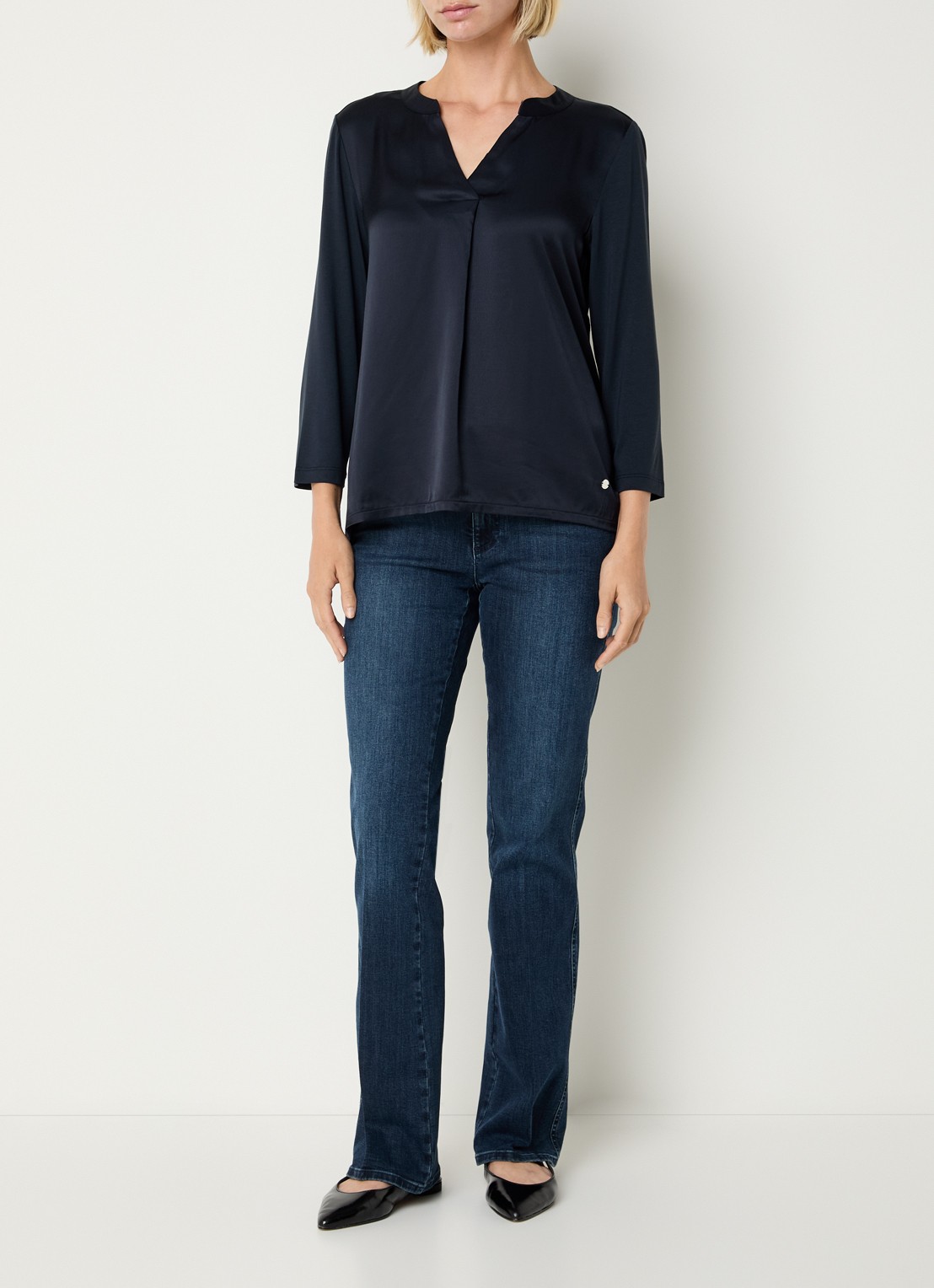 BRAX Clarisa tuniek met plooidetail  - voorkant 3 donkerblauw