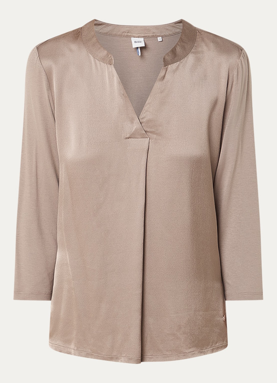 BRAX Clarisa tuniek met plooidetail  - voorkant 3 taupe