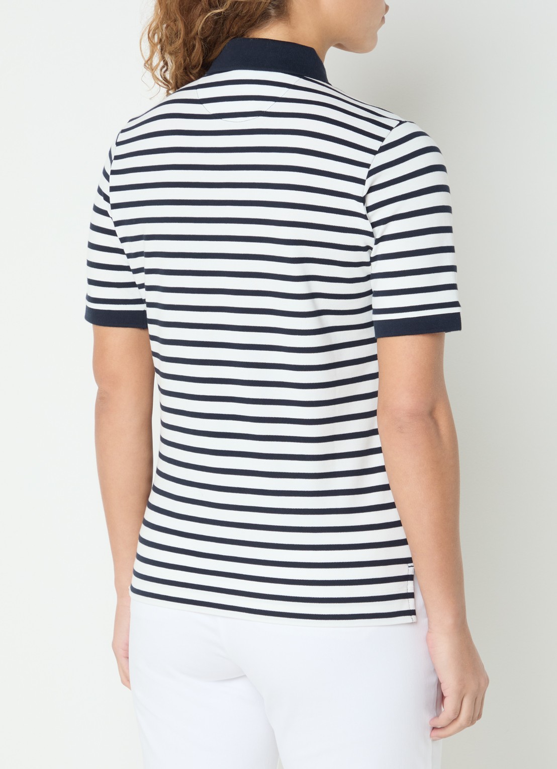 BRAX Cleo polo met streepprint - achterkant 5 donkerblauw