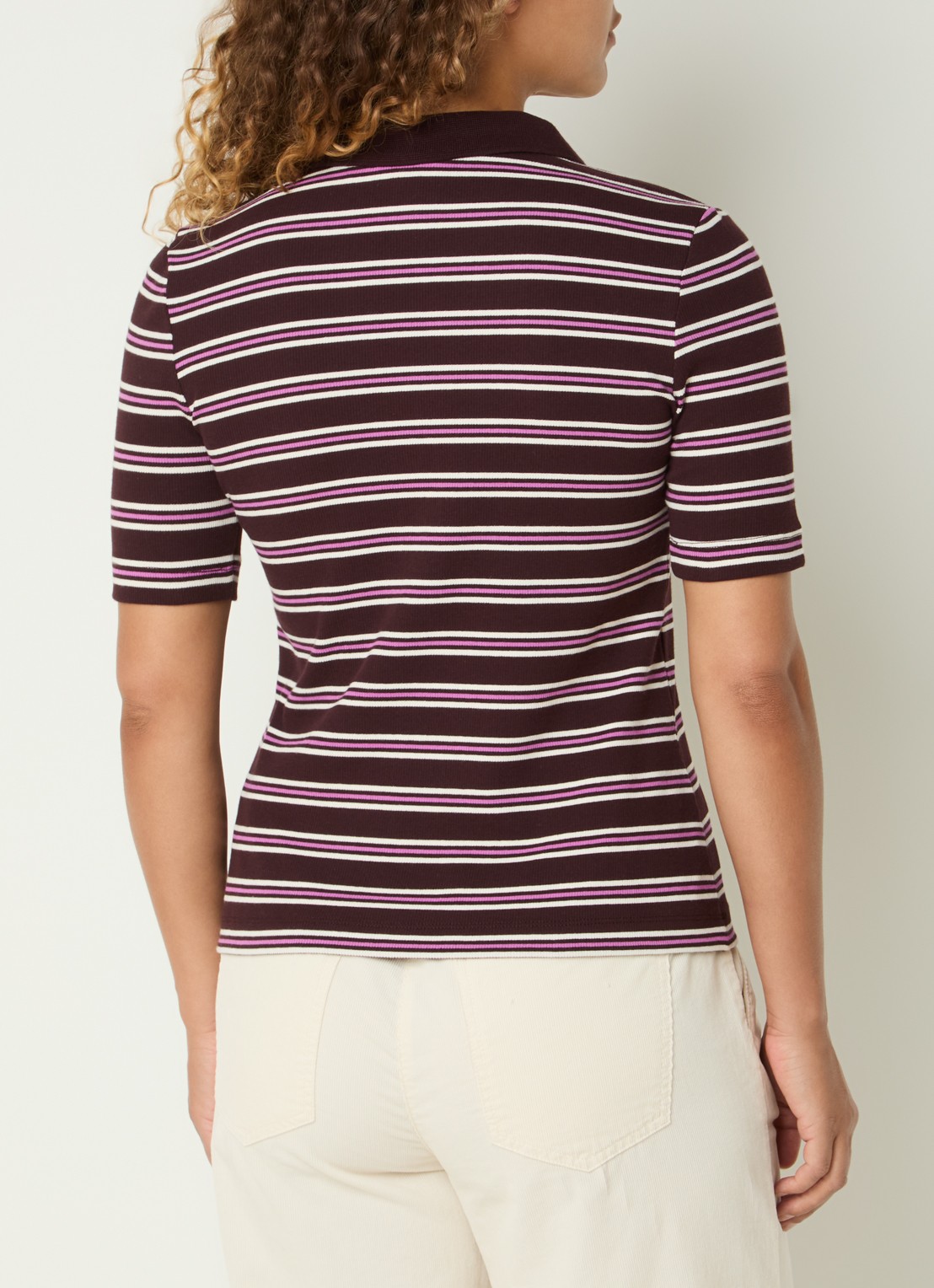 BRAX Cleo polo met streepprint - achterkant 4 aubergine