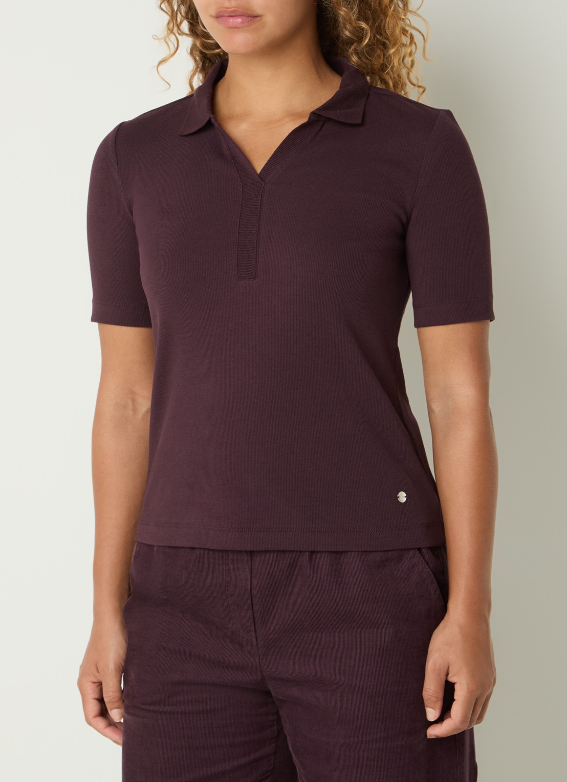 BRAX Cleo polo met stretch - detail 2 aubergine
