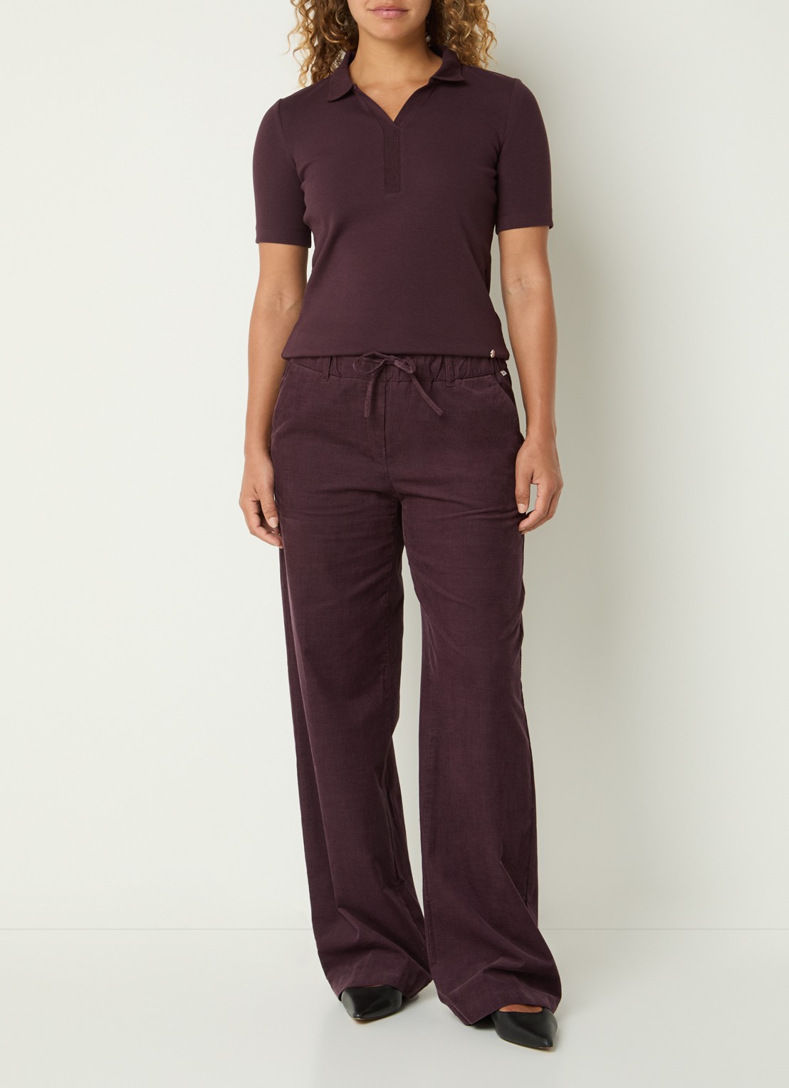 BRAX Cleo polo met stretch - voorkant 4 aubergine