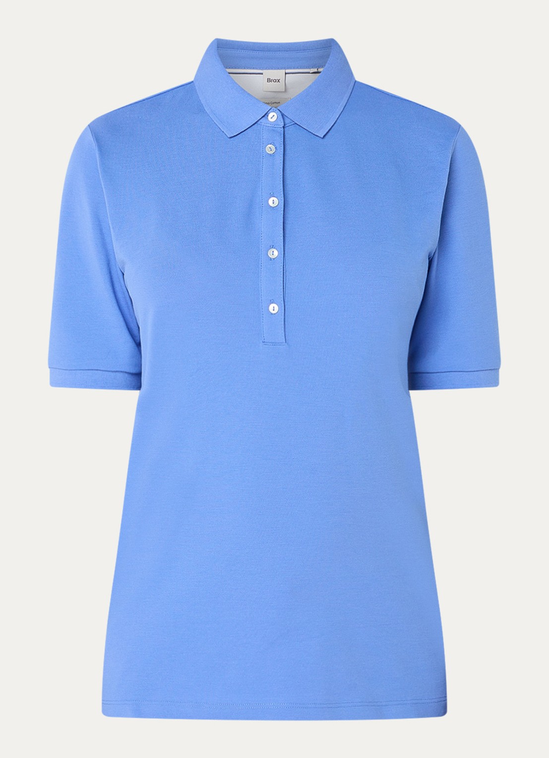 BRAX Cleo polo van piqué katoen - voorkant middenblauw