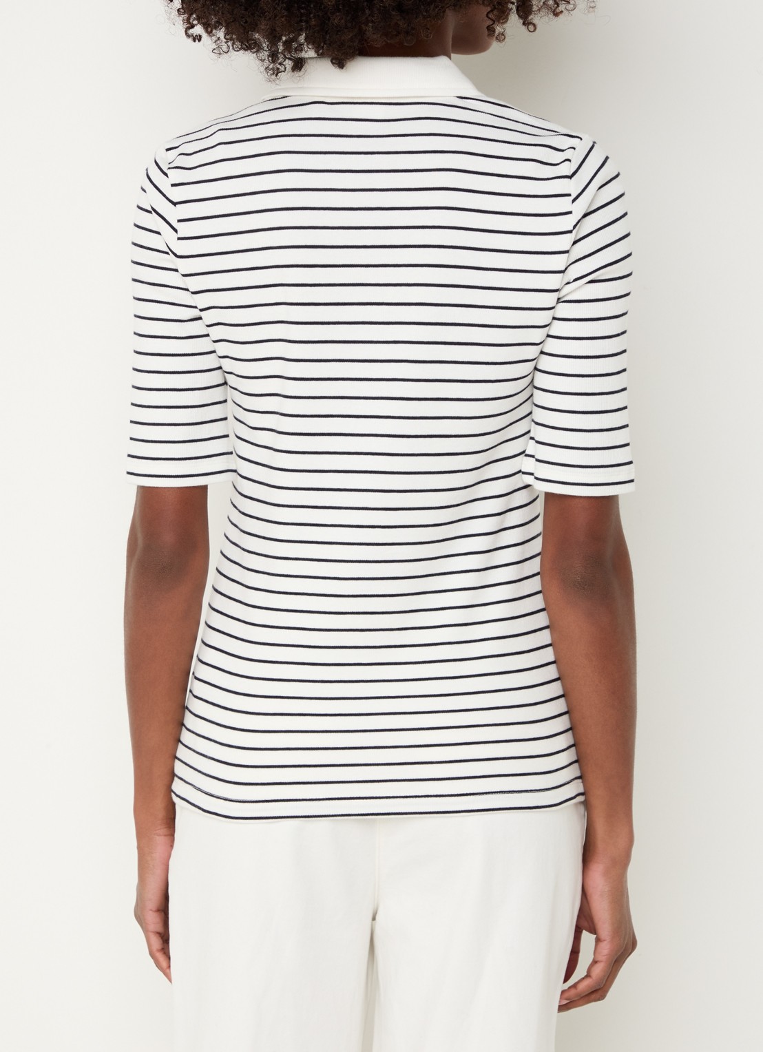 BRAX Cleo T-shirt met streepprint en V-hals - achterkant 4 zwart