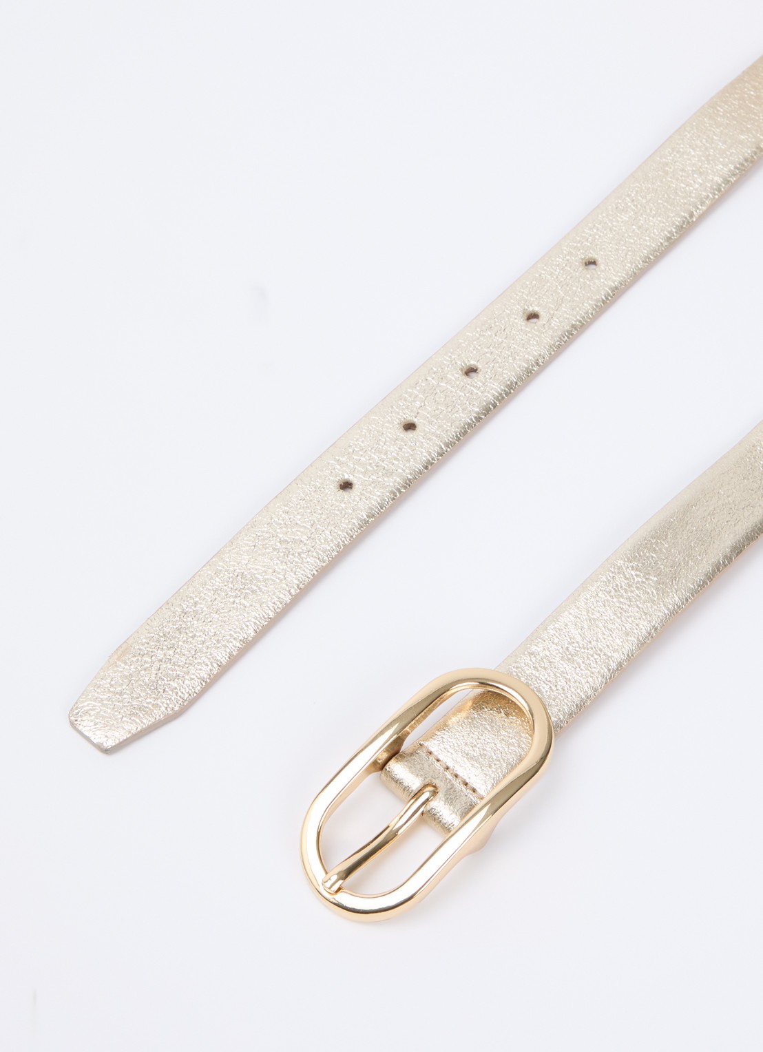 BRAX Dob riem van leer met metallic finish - detail 2 witgoud