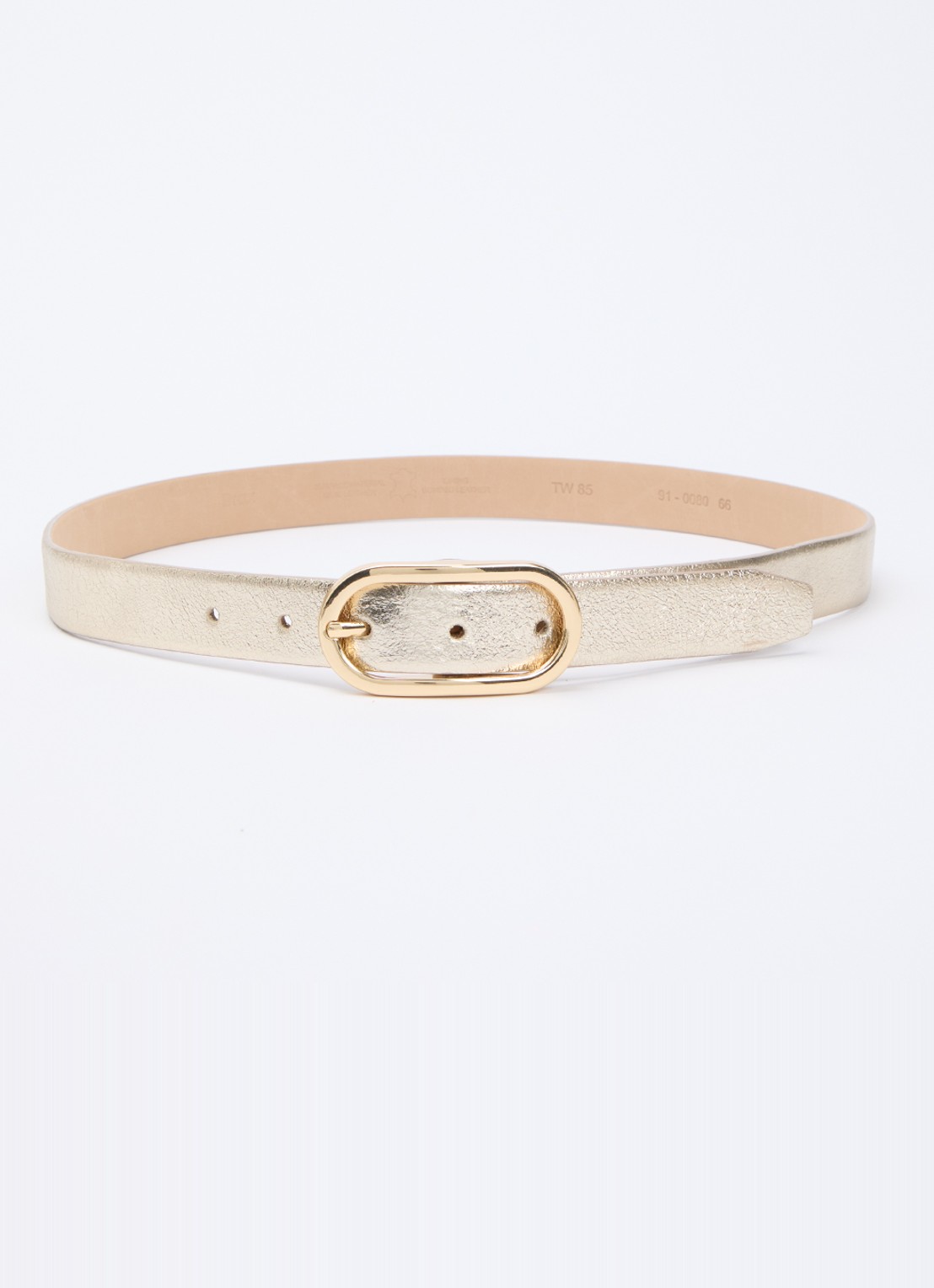 BRAX Dob riem van leer met metallic finish - voorkant witgoud