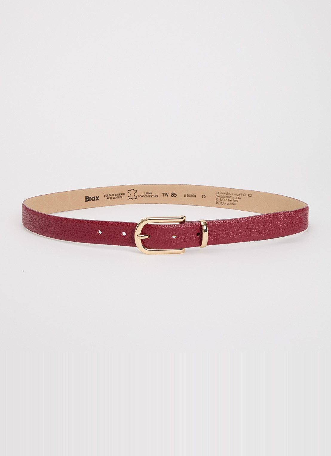 BRAX Dob riem van leer - voorkant 2 cranberryrood