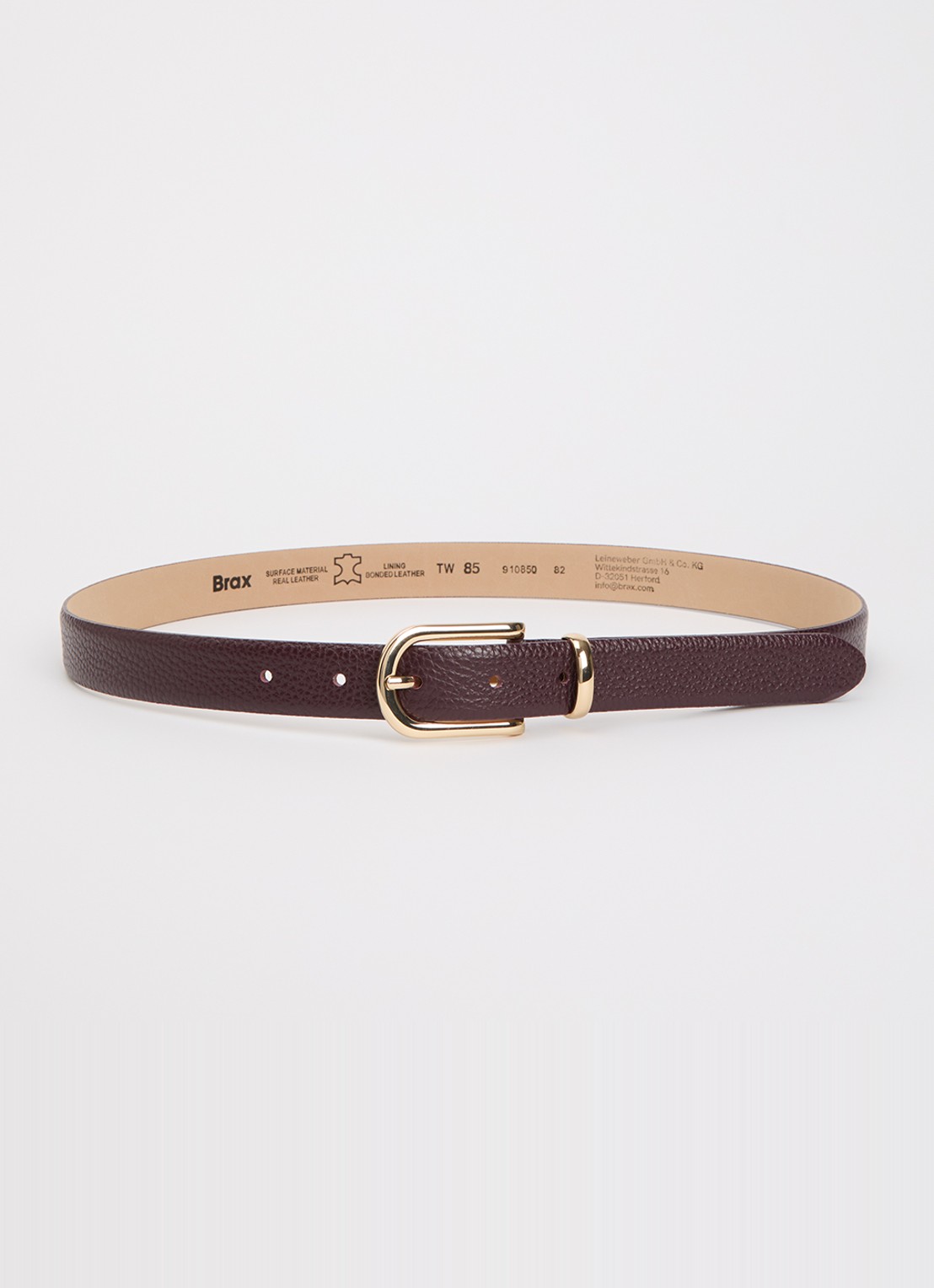 BRAX Dob riem van leer - voorkant 2 aubergine