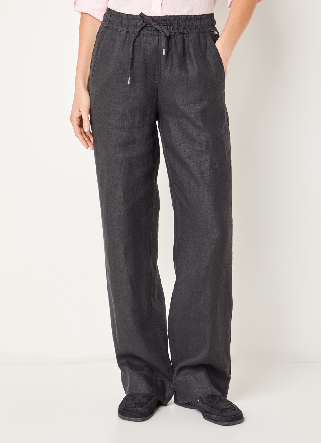 BRAX  Farina loose fit pantalon van linnen met steekzakken - detail 4 zwart
