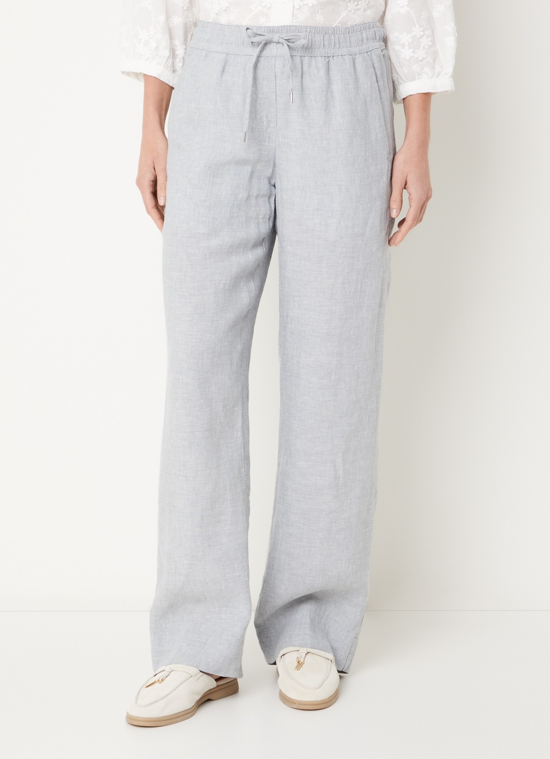BRAX  Farina loose fit pantalon van linnen met steekzakken - detail 2 lichtblauw