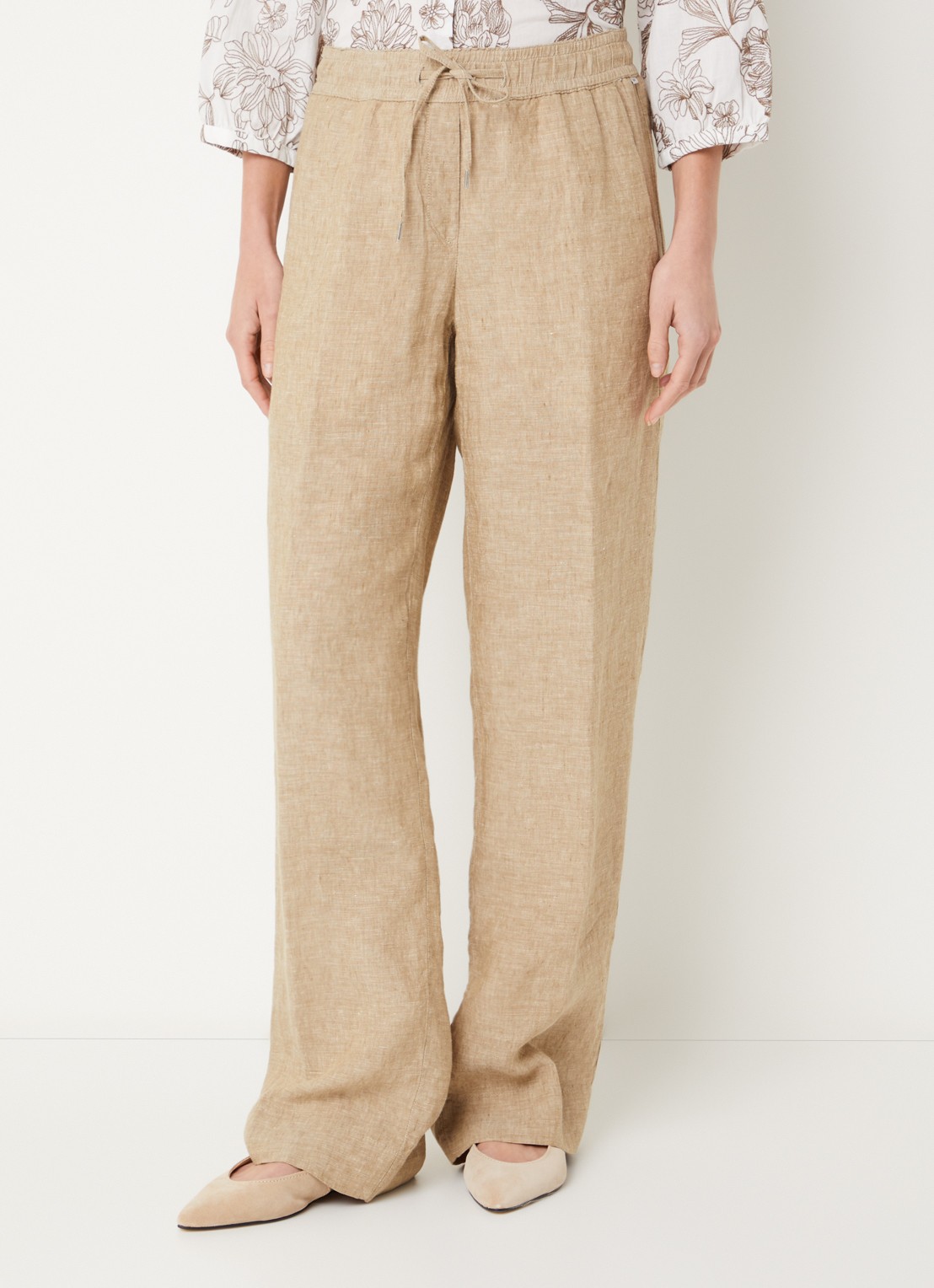 BRAX  Farina loose fit pantalon van linnen met steekzakken - detail 2 beige