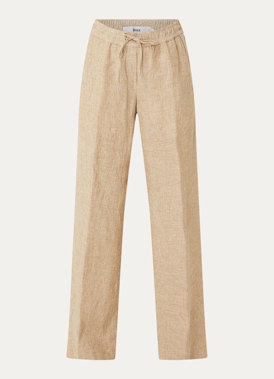 BRAX  Farina loose fit pantalon van linnen met steekzakken - voorkant 3 beige