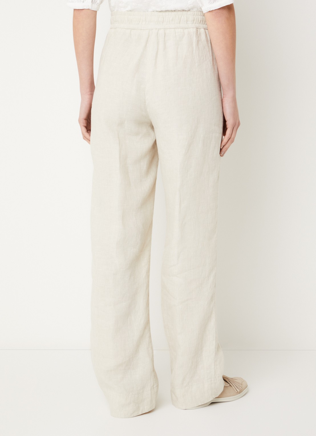 BRAX  Farina loose fit pantalon van linnen met steekzakken - achterkant 4 creme
