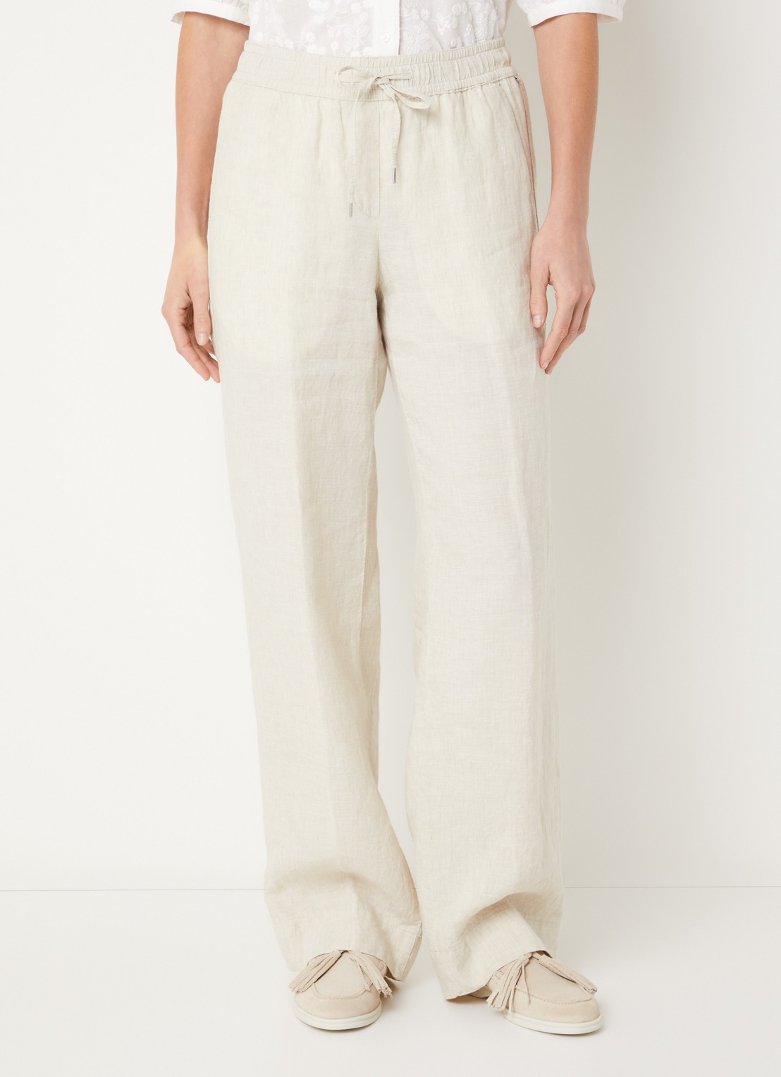BRAX  Farina loose fit pantalon van linnen met steekzakken - detail 3 creme