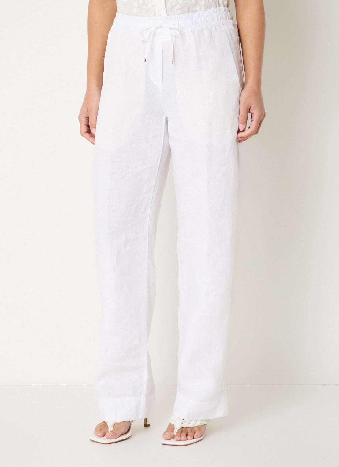 BRAX  Farina loose fit pantalon van linnen met steekzakken - detail 4 gebroken wit