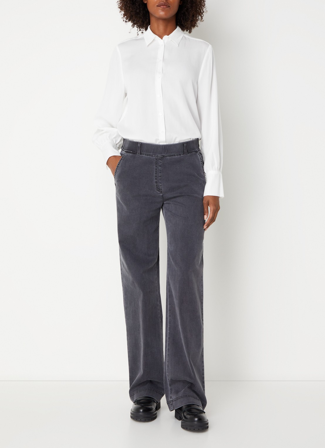 BRAX High waist straight fit jeans met steekzakken - voorkant 4 antraciet