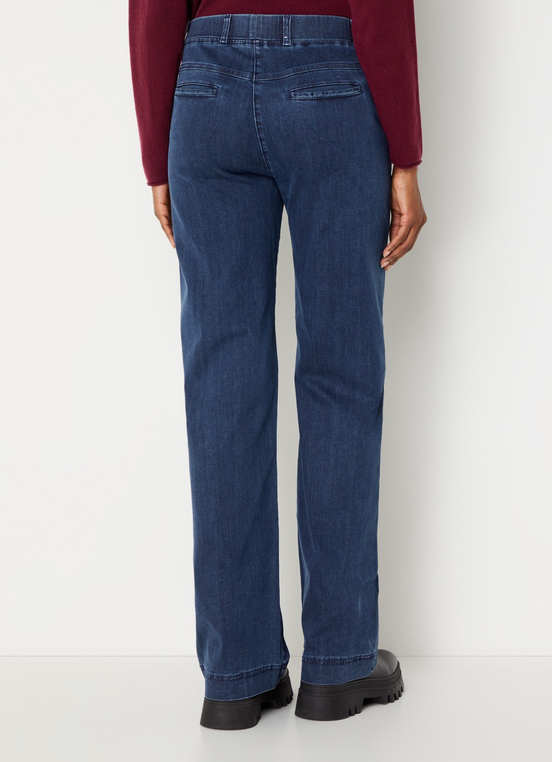 BRAX High waist straight fit jeans met steekzakken - achterkant 4 donkerblauw
