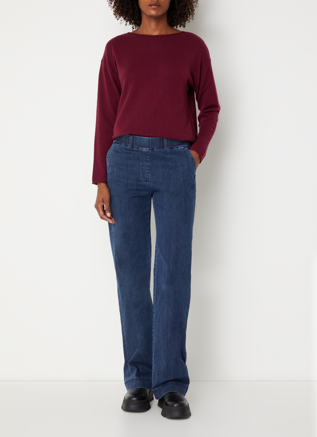 BRAX High waist straight fit jeans met steekzakken - voorkant 2 donkerblauw