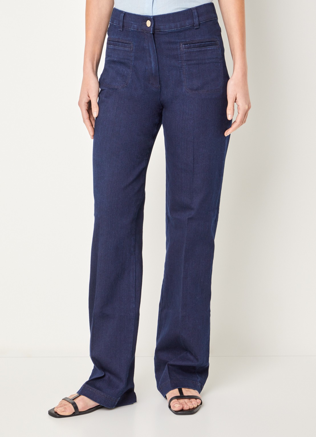 BRAX High waist straight leg jeans met donkere wassing - detail 2 indigo