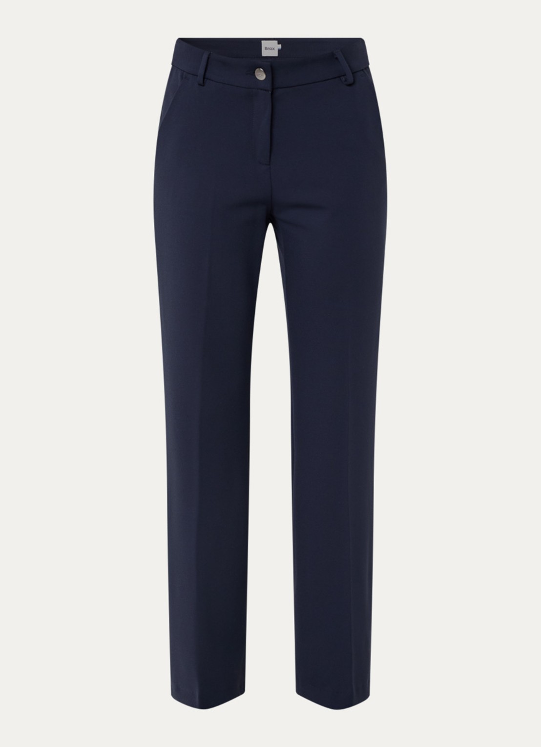 BRAX High waist wide fit pantalon met persplooi - voorkant 3 donkerblauw