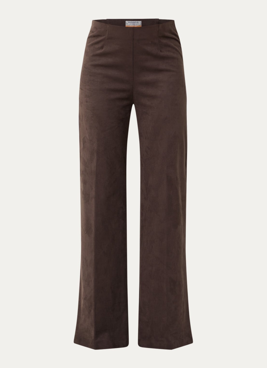 BRAX Lillyth high waist straight fit broek van imitatiesuède - voorkant donkerbruin