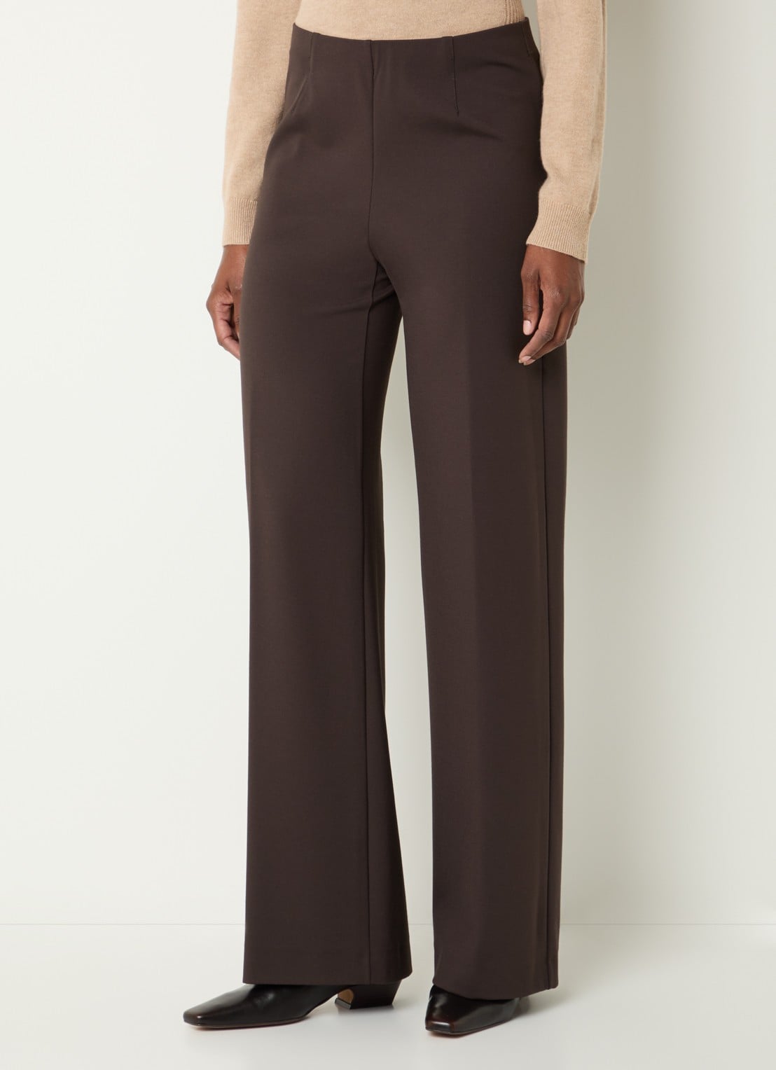 BRAX Lillyth high waist straight fit broek - detail chocoladebruin
