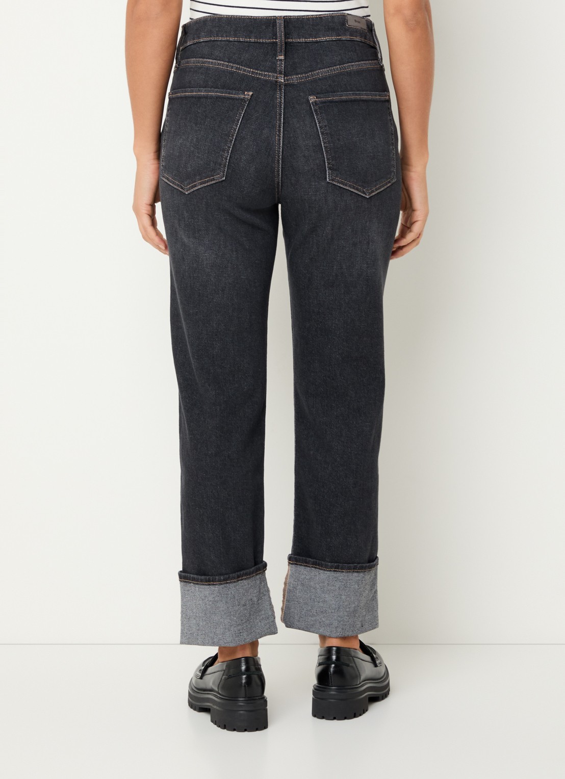 BRAX Madison high waist straight fit cropped jeans met steekzakken - achterkant 3 zwart