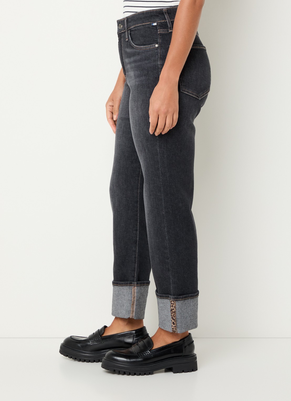 BRAX Madison high waist straight fit cropped jeans met steekzakken - detail 2 zwart
