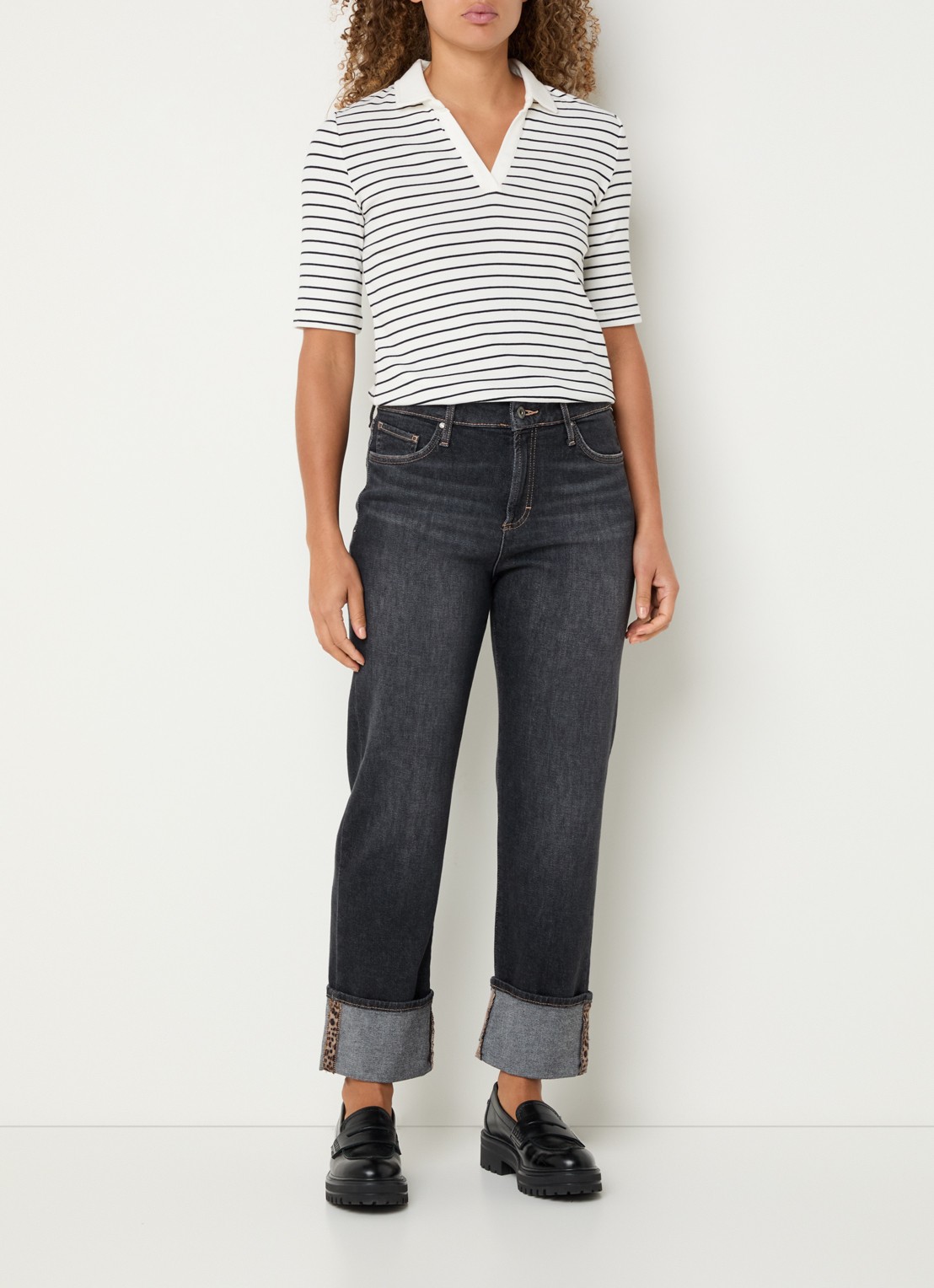 BRAX Madison high waist straight fit cropped jeans met steekzakken - voorkant 5 zwart
