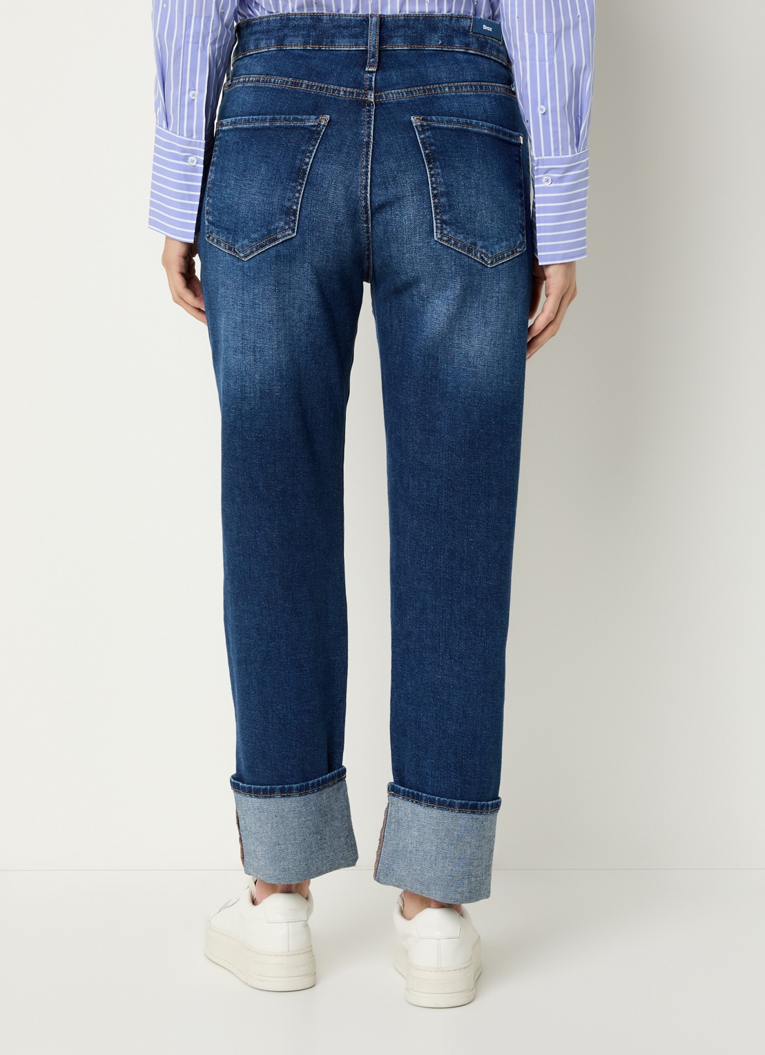 BRAX Madison high waist straight fit cropped jeans met steekzakken - achterkant indigo