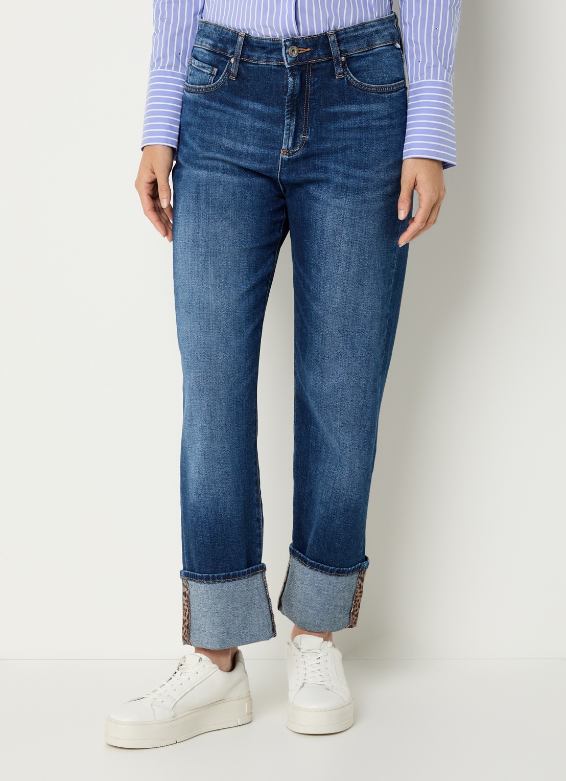BRAX Madison high waist straight fit cropped jeans met steekzakken - detail 4 indigo