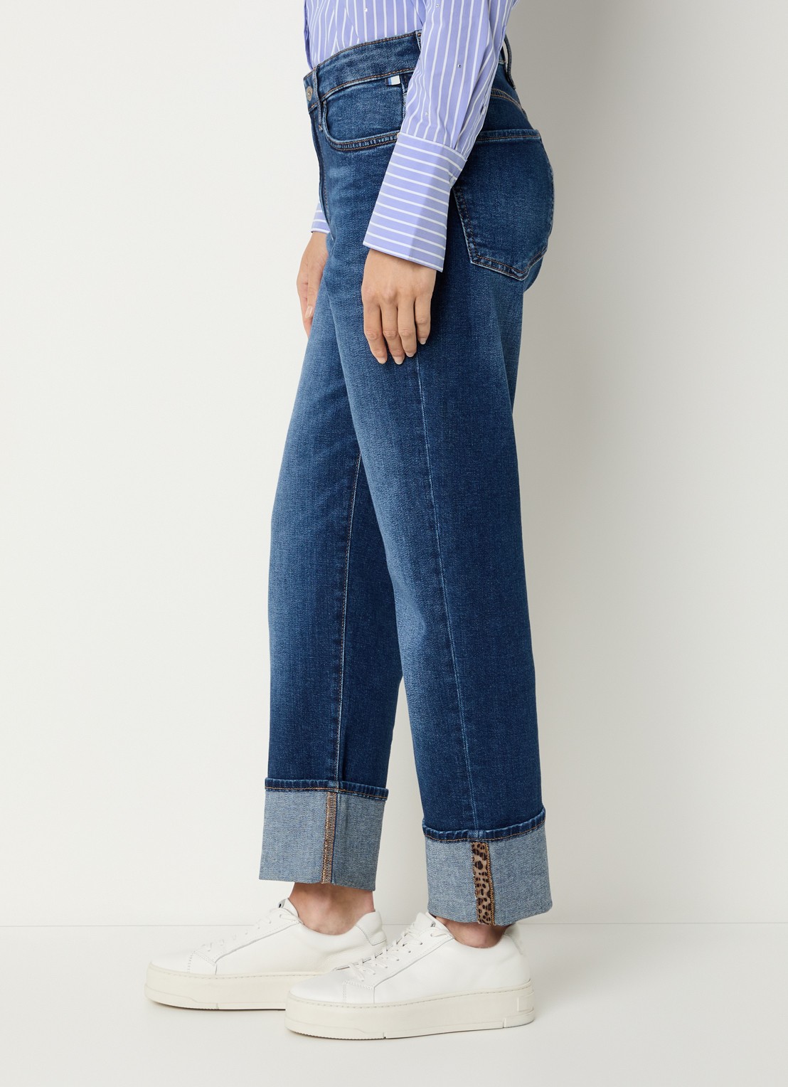 BRAX Madison high waist straight fit cropped jeans met steekzakken - detail 5 indigo
