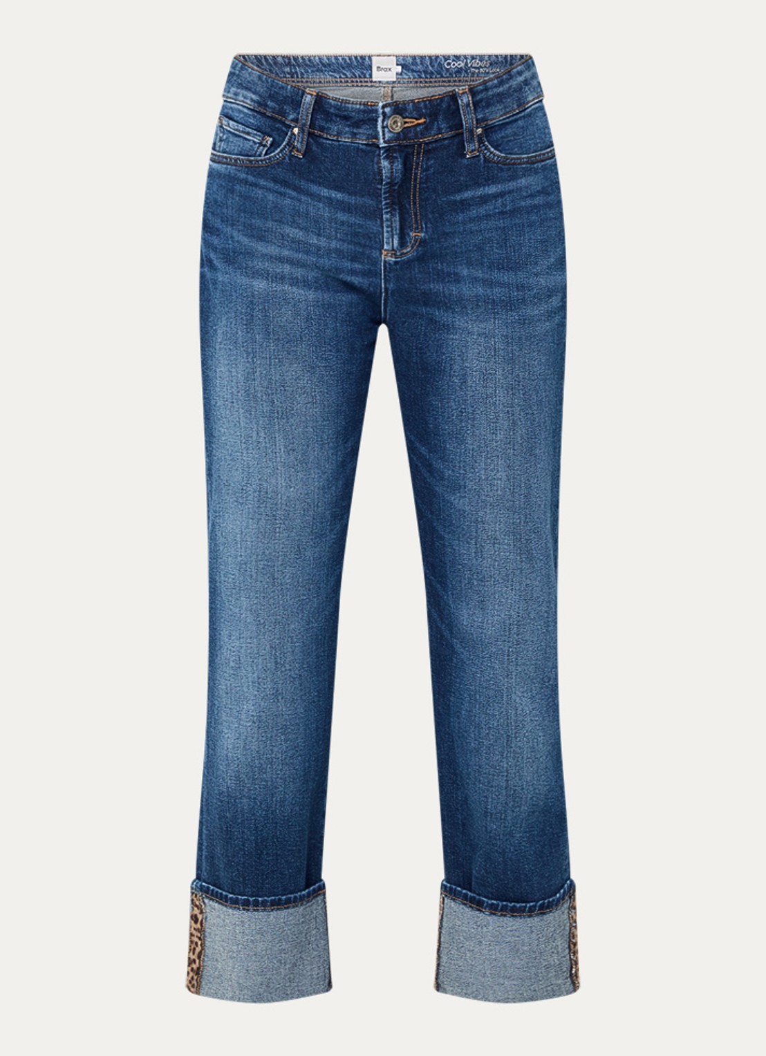 BRAX Madison high waist straight fit cropped jeans met steekzakken - voorkant 2 indigo