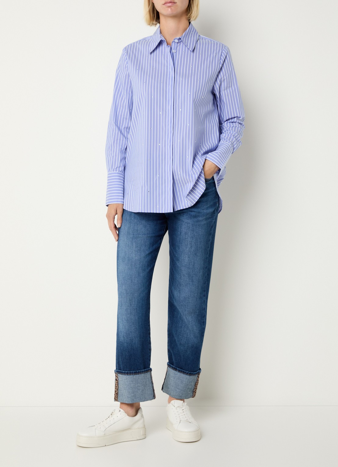 BRAX Madison high waist straight fit cropped jeans met steekzakken - voorkant 3 indigo