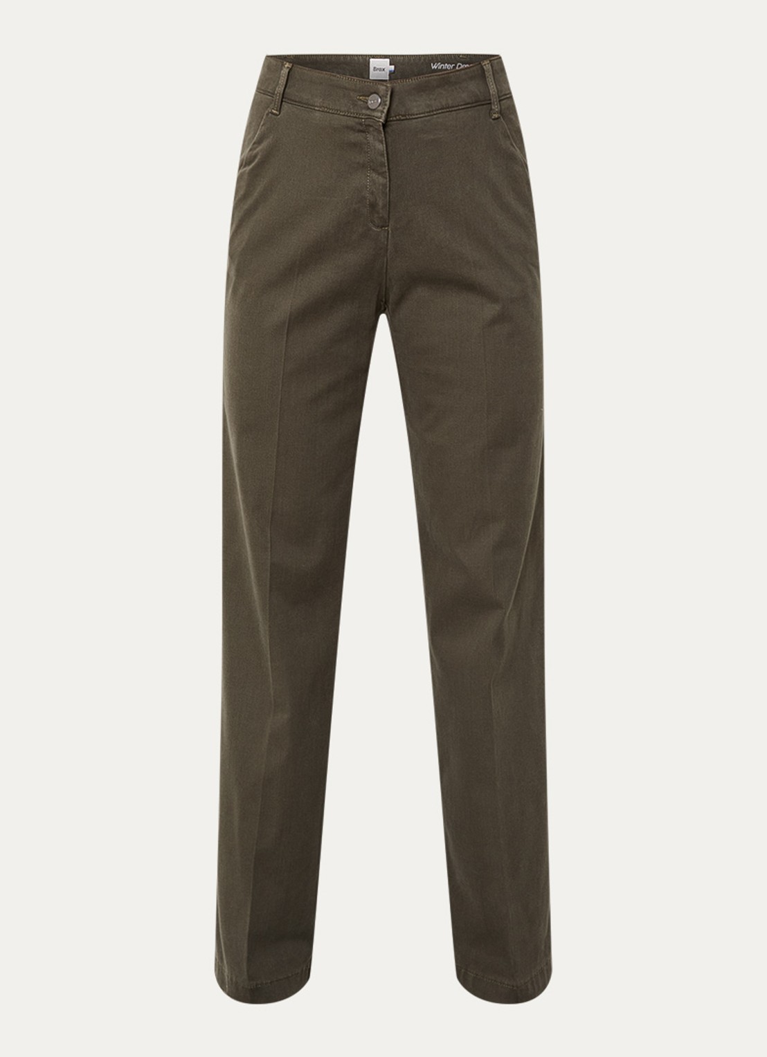 BRAX Maine high waist loose fit pantalon  - voorkant 2 olijfgroen