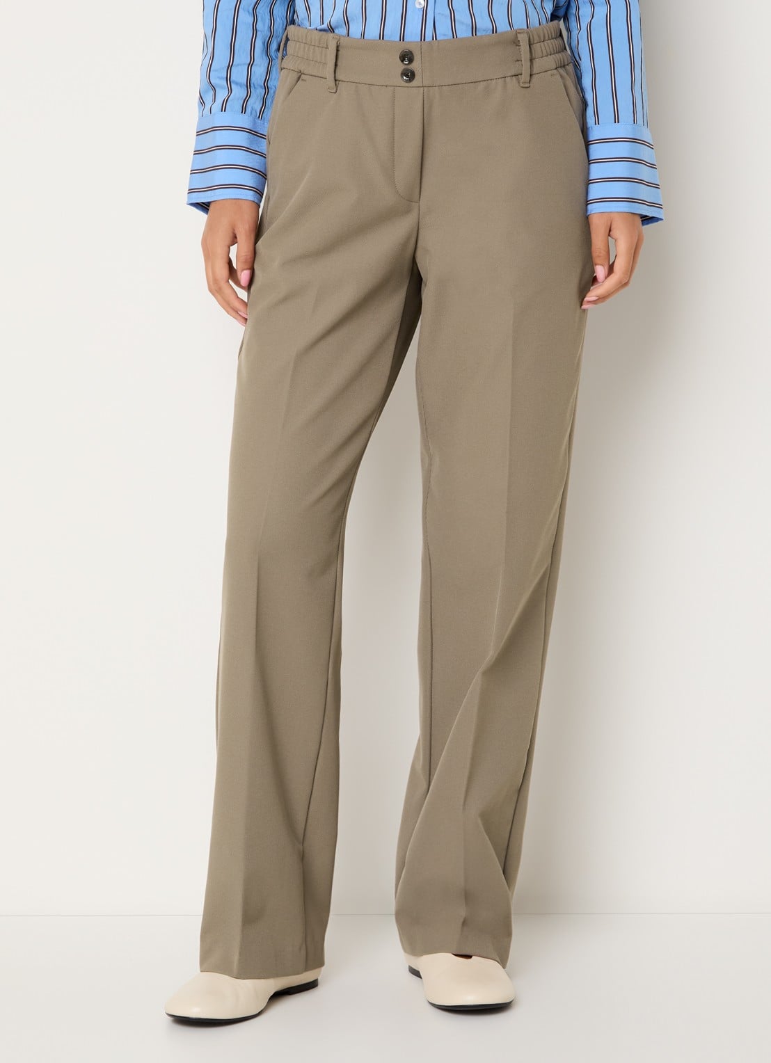 BRAX Maine high waist slim fit pantalon met steekzakken - detail 4 beige