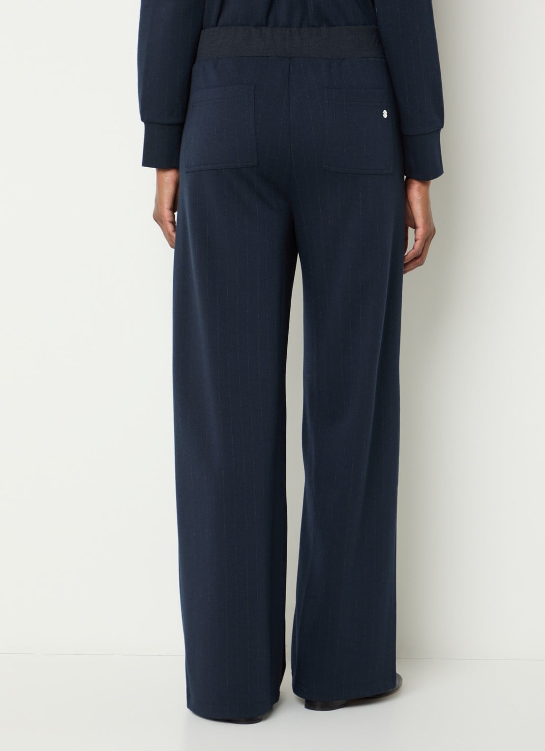BRAX Maine high waist straight fit broek met krijtstreep - achterkant 4 donkerblauw