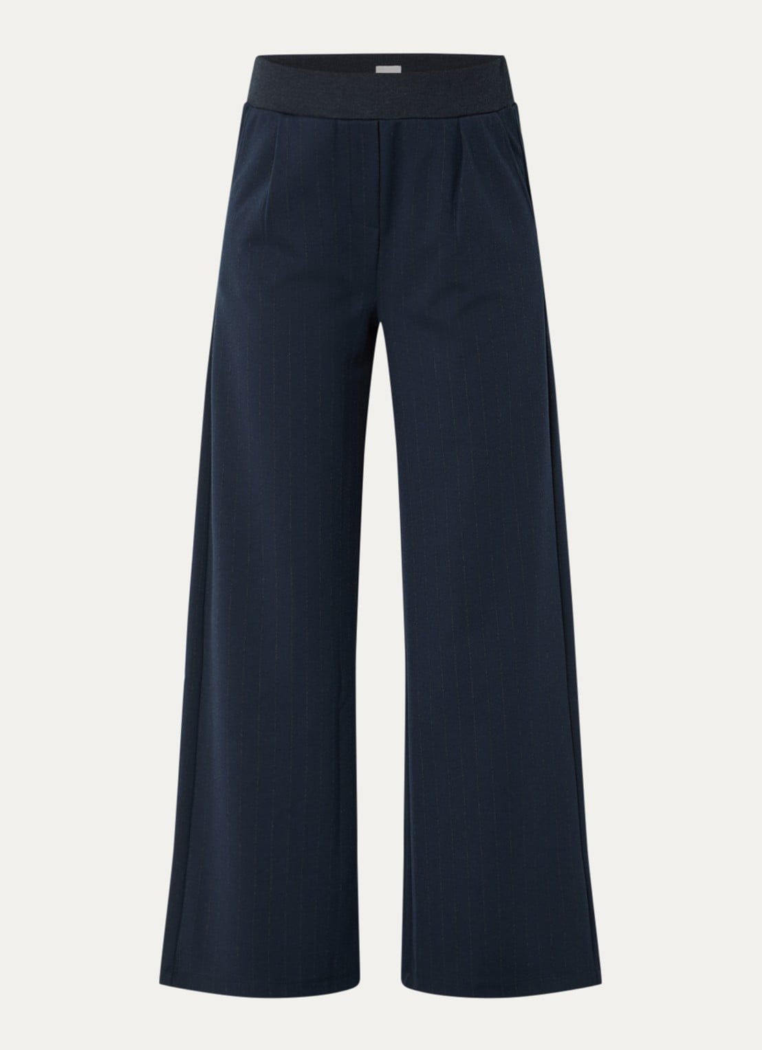 BRAX Maine high waist straight fit broek met krijtstreep - voorkant 2 donkerblauw