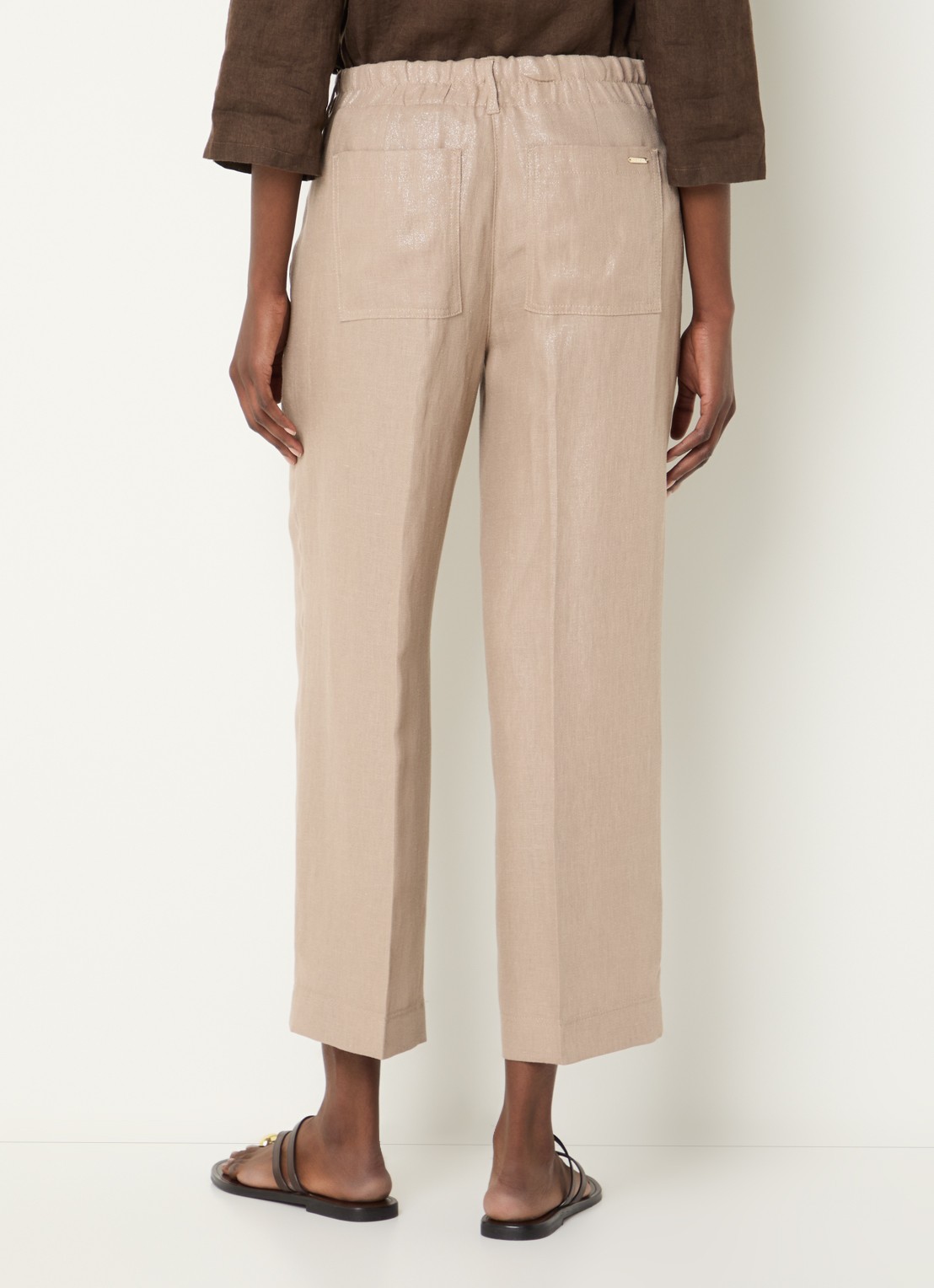 BRAX Maine low waist straight fit chino in linnenblend - achterkant 4 donkerbeige