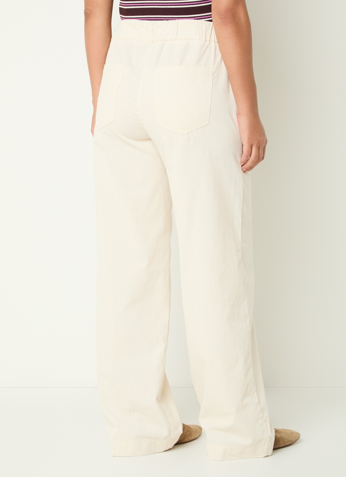 BRAX Maine mid waist straight fit broek van corduroy - achterkant 4 gebroken wit