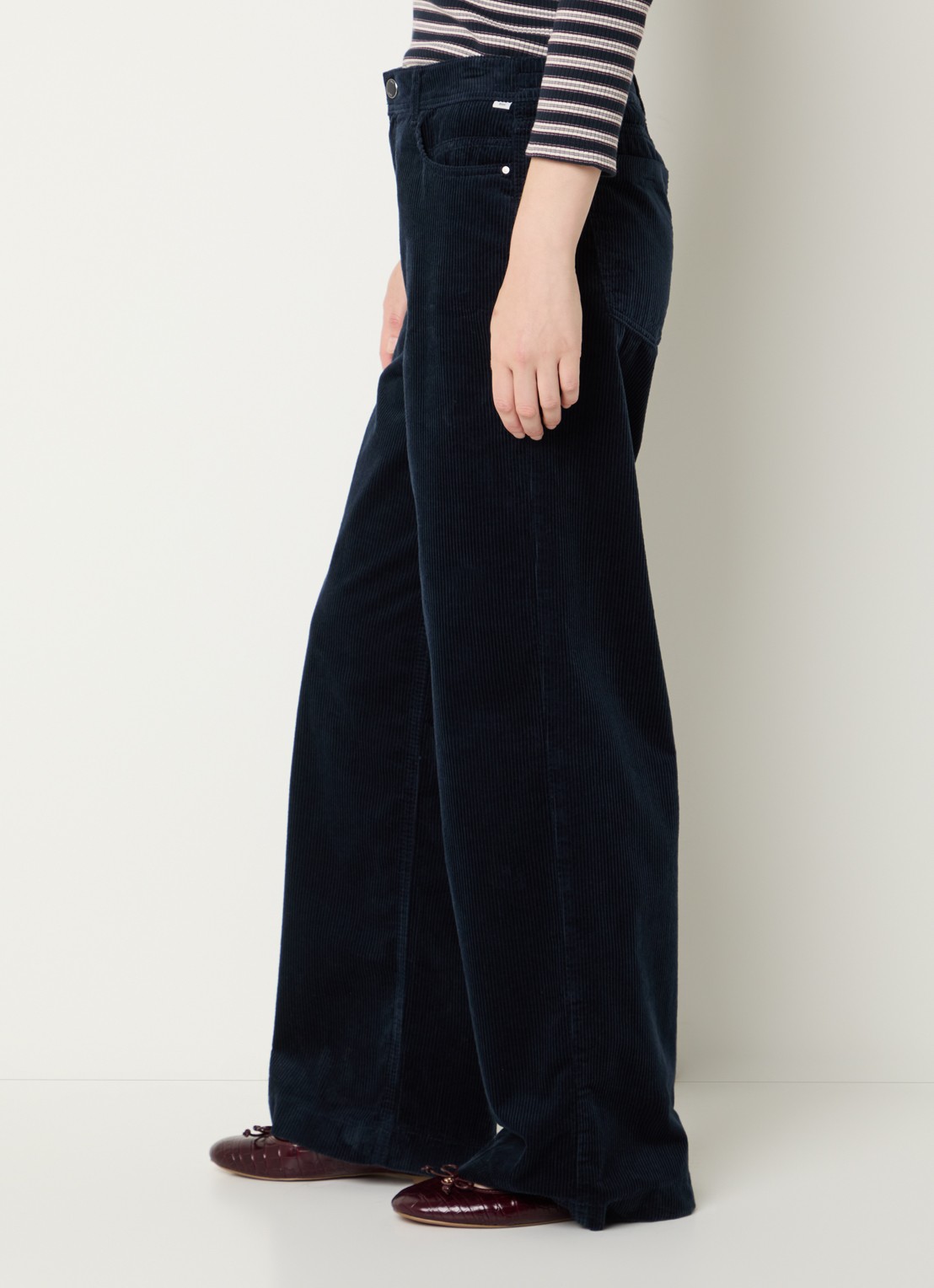 BRAX Maine mid waist straight fit broek van corduroy - detail 2 donkerblauw