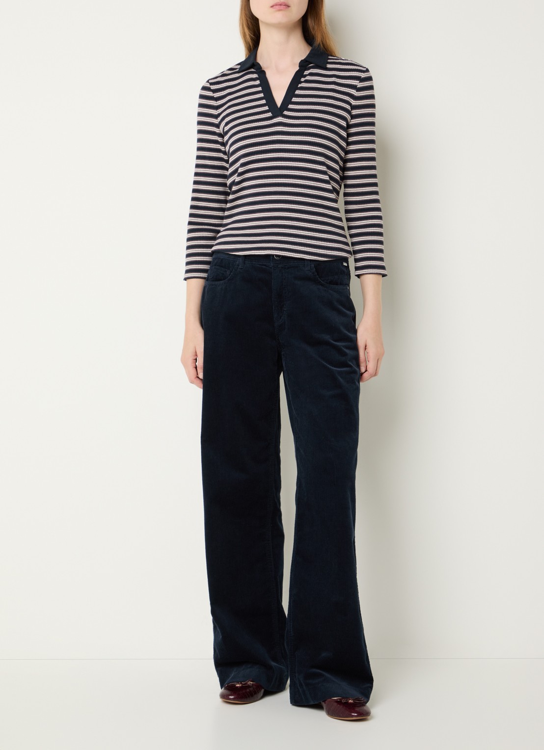 BRAX Maine mid waist straight fit broek van corduroy - voorkant 5 donkerblauw
