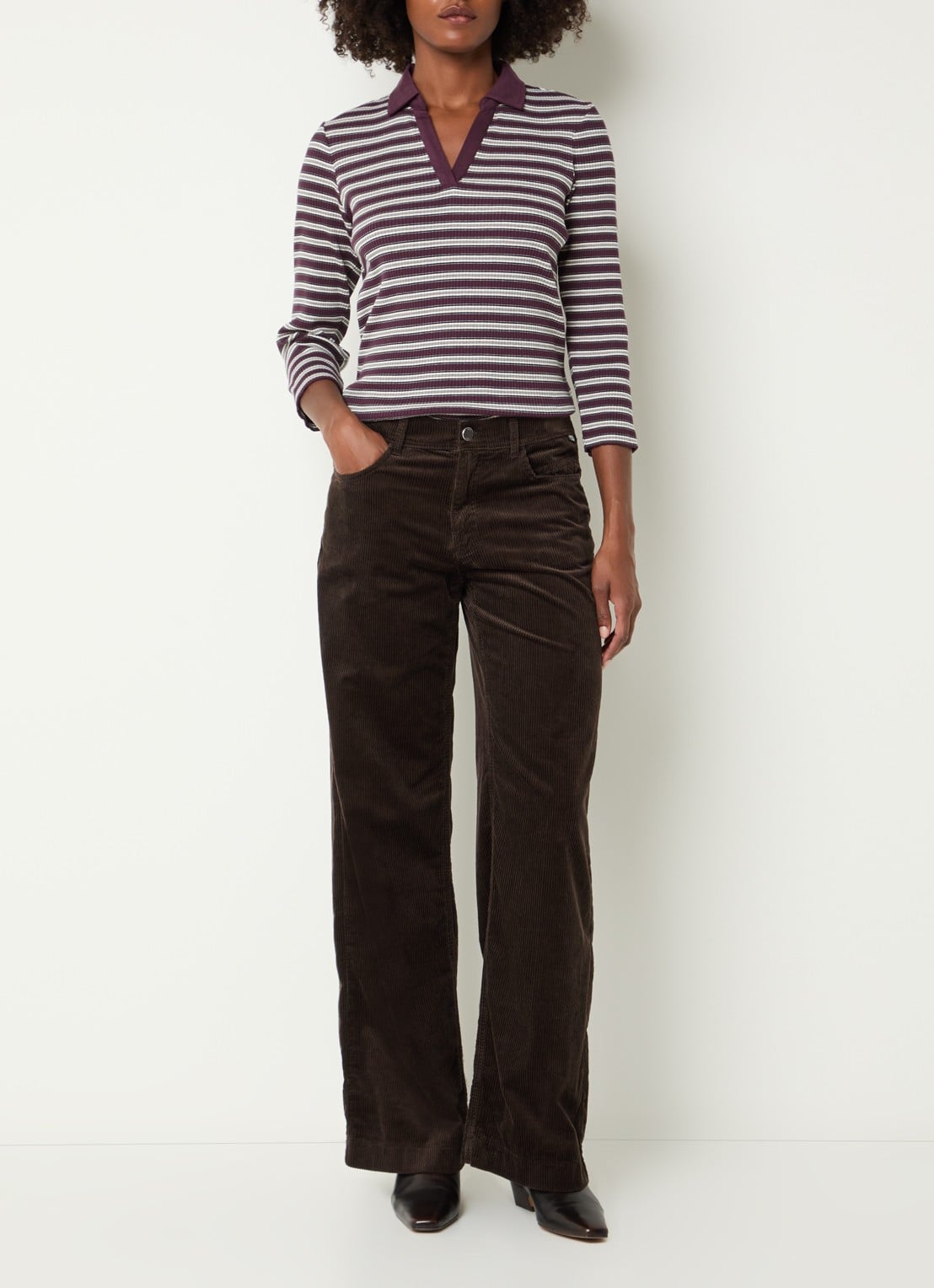 BRAX Maine mid waist straight fit broek van corduroy - voorkant 4 bruin