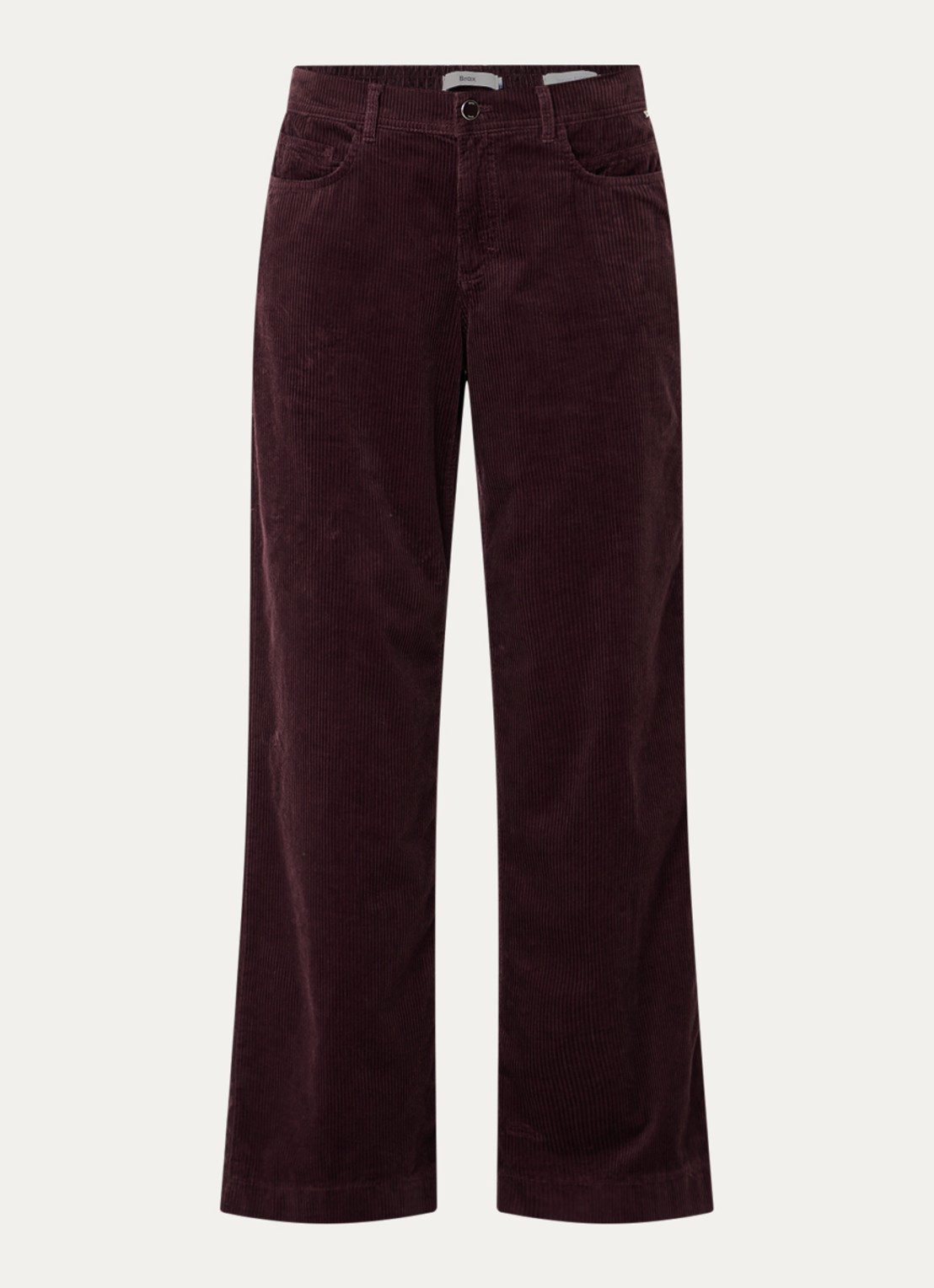 BRAX Maine mid waist straight fit broek van corduroy - voorkant 4 aubergine