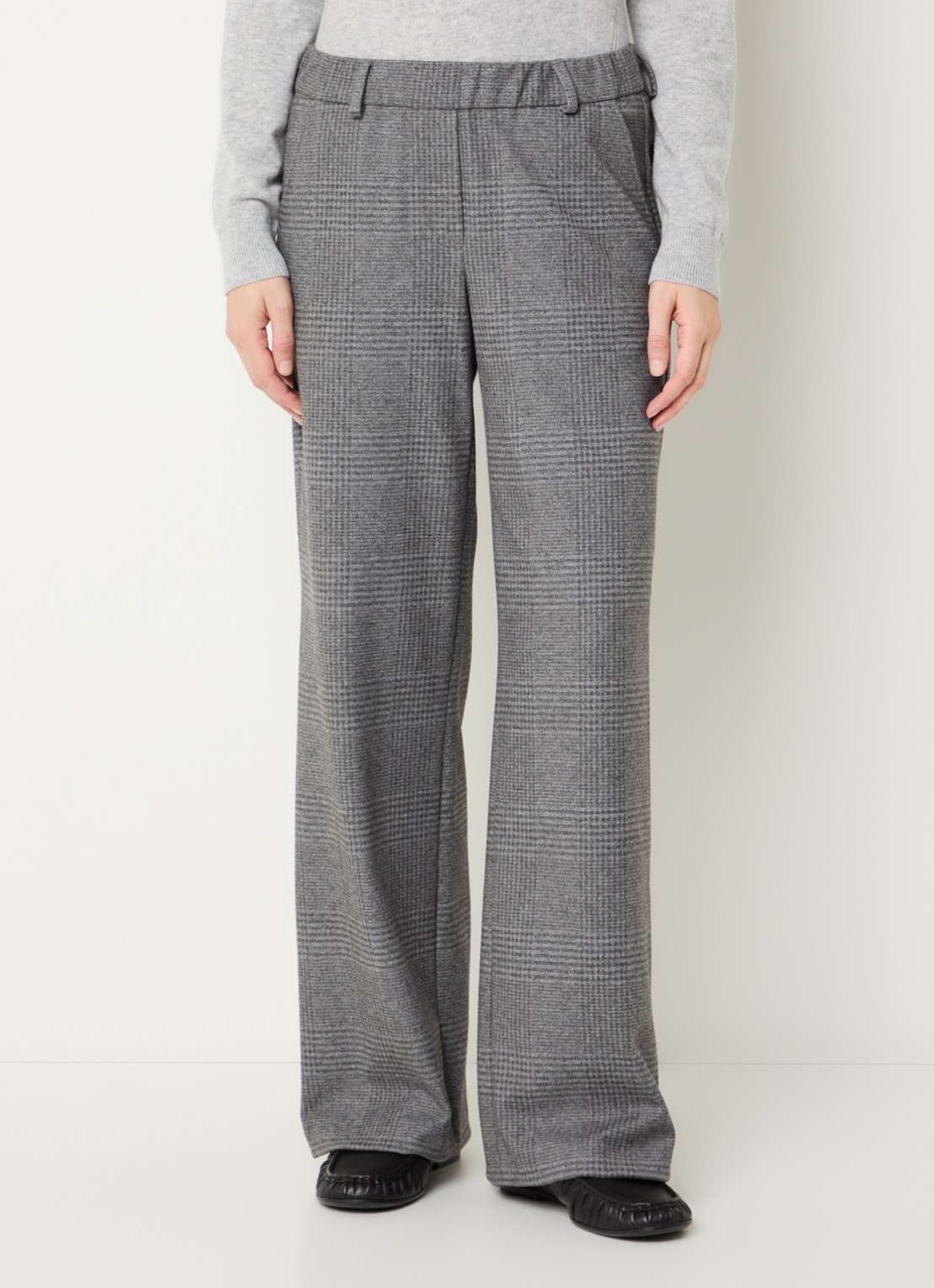 BRAX Maine mid waist straight fit pantalon met ruitdessin - detail 3 middengrijs